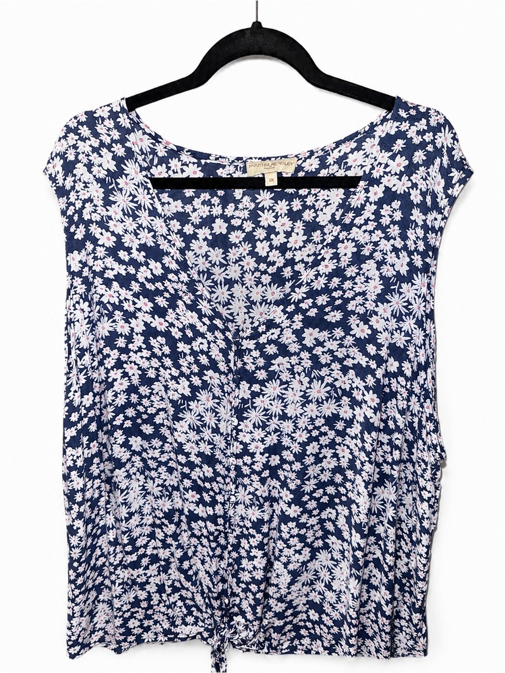 Cynthia Rowley Woman 3X Floral Tie Front Blouse Top